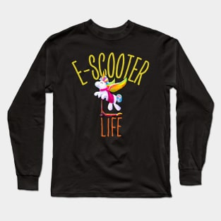 Cute Kawaii Unicorn Driving E Scooter Long Sleeve T-Shirt